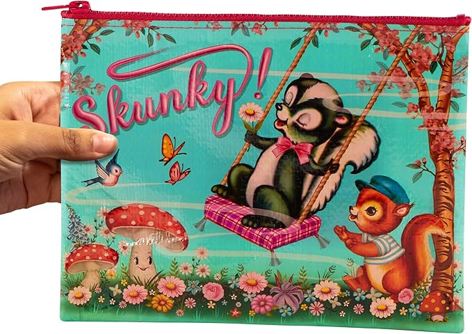 Blue Q Zipper Pouch, Made from 95% Recycled Material, 7.25" h x 9.5" w, Colorful Chunky Zipper