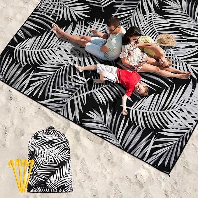 HIHOHO Beach Blanket Waterproof Sandproof Extra Large Beach Mat 79" X 83"/120"x108"for 1-8 Adults Quick Drying Durable Outdoor Picnic Mat for Beach Travel Camping Hiking