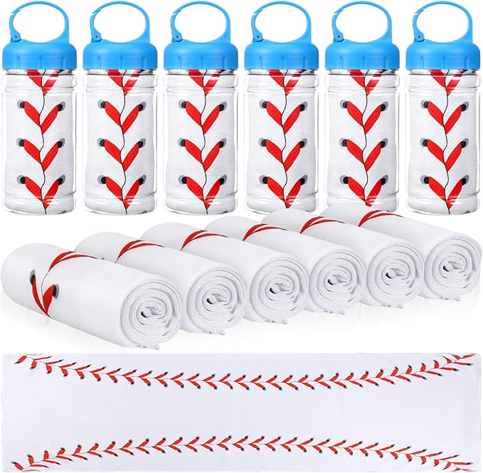 Hahafelt 12 Pack Baseball Cooling Towels, Baseball Ice Towels for Neck, 40"x12" Breathable Chilly Towel with Plastic Container, Microfiber Sport Towel for Players Team Gift Sport Party Favors