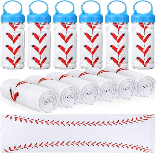 Hahafelt 12 Pack Baseball Cooling Towels, Baseball Ice Towels for Neck, 40"x12" Breathable Chilly Towel with Plastic Container, Microfiber Sport Towel for Players Team Gift Sport Party Favors