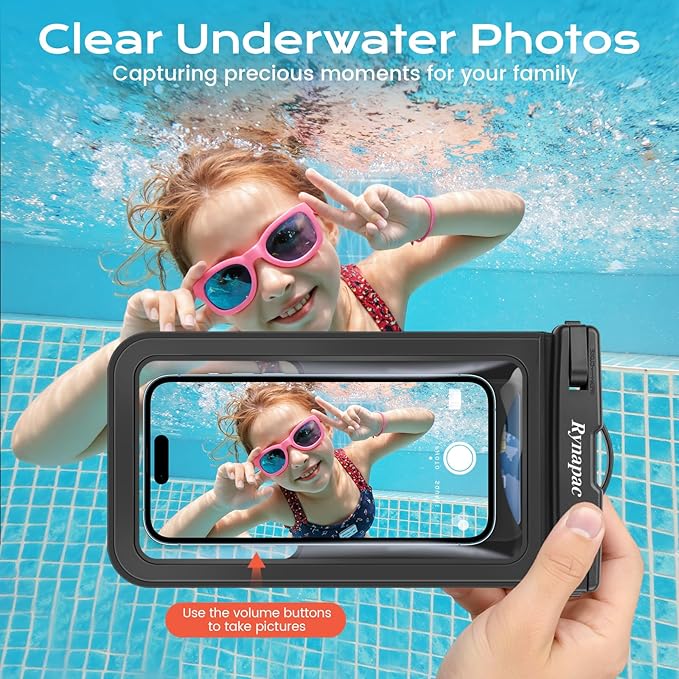 Rynapac Waterproof Phone Pouch [Up to 8.5"] - 4 Pack, IPX8 Waterproof Phone Case with Lanyard for iPhone 17 16 15 Pro Max, Touchscreen & Photograph, Cellphone Dry Bag for Beach Cruise Essentials 2026