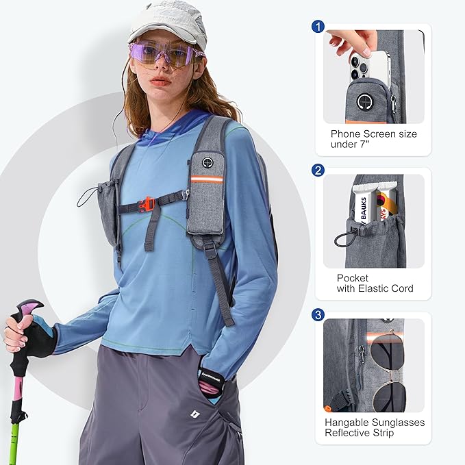 FIORETTO 10L Hiking Backpack for Women Men Mini Packable Backpack Lightweight Small Daypack for Camping Travel Outdoor, Grey and Black