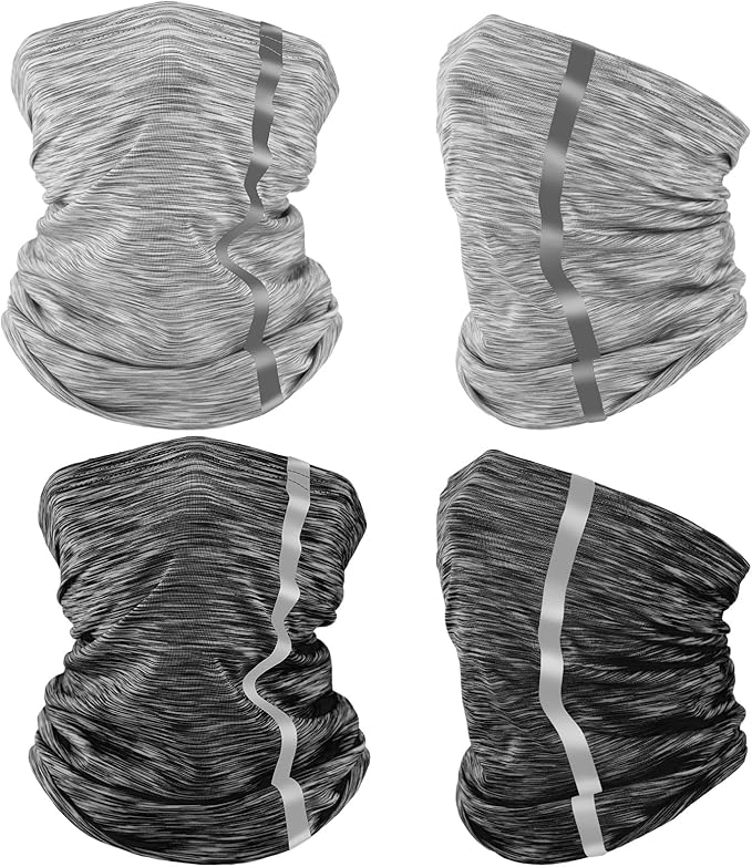 SATINIOR 4 Pcs Neck Gaiter Face Mask for Men Reflective Face Cover Scarf Summer UV Sun Protection Balaclava Bandana for Work
