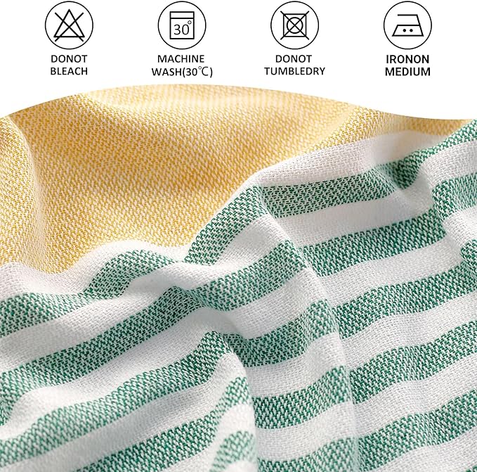 cabanana Turkish Beach Towel Oversized - 40"x70" Quick Dry Sand Free Thin Beach Towels for Adults,Extra Large Cotton Lightweigh Travel Towel for Beach Accessories (Yellow Turquoise)