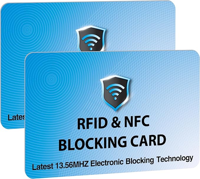 SaiTech IT 2 Pack RFID Blocking Cards Protect Your Entire Wallet, Purse, and Cards from NFC Contactless Theft Wallet for Men & Women - Sky Blue