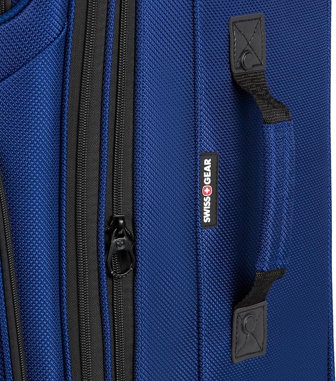 SWISSGEAR Sion Softside Expandable Spinner Luggage Durable Lightweight Travel Suitcase, Blue, 2-Piece Set (Carry-On/Large)