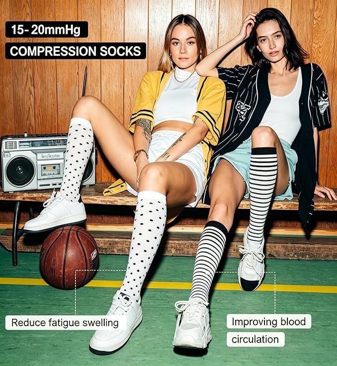 4 Pairs Compression Socks for Women Circulation-Best Support for Nurses,Running,Athletic,Travel