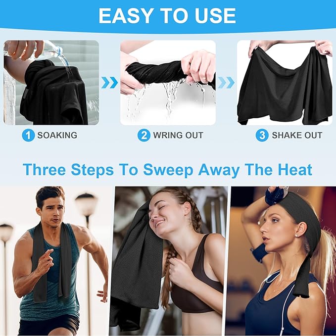 4 Pack Cooling Towels for Neck and Face(40"x12"), Cooling Neck Wraps, Ice Towel for Hot Weather, Soft Breathable Gym Towel, Cool Towel for Workout, Camping, Yoga, Sport, Running