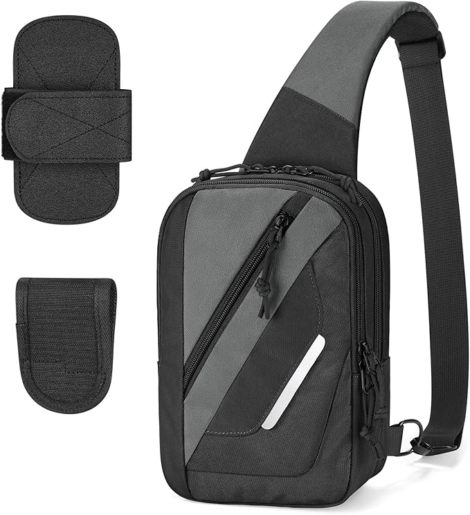 CVLIFE CCW Sling Bag for Men & Women, Tactical EDC Concealed Carry Chest Pack, Quick Draw Concealment Purse, Everyday Carry Crossbody Shoulder Bag for Travel, Hiking, Running & Daily Use, Black