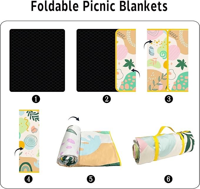Supfitness Extra Large Picnic Blankets Waterproof Foldable (60 "x 80") Beach Blanket Waterproof Sandproof,3-Layer Thicking Mat Outdoor Packable Camping Blanket