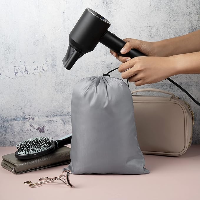 PALTERWEAR Drawstring Pouch with Toggle (8 x 11 Inch, 12 Pack, Grey) Nylon Cinch Bag for Travel, Gym, Camping and Storage
