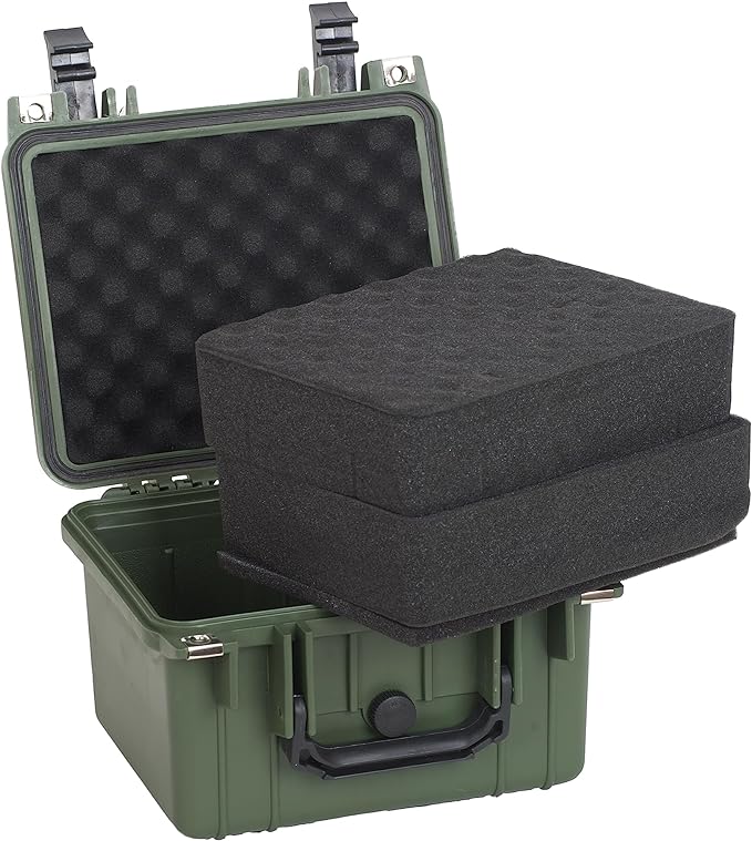MEIJIA Portable All Weather IP67 Waterproof Camera Case,hard case with Customizable Fit Foam,Fit Use of Drones,Camera,Equipments,10.62 x9.68x6.87inches(Green)