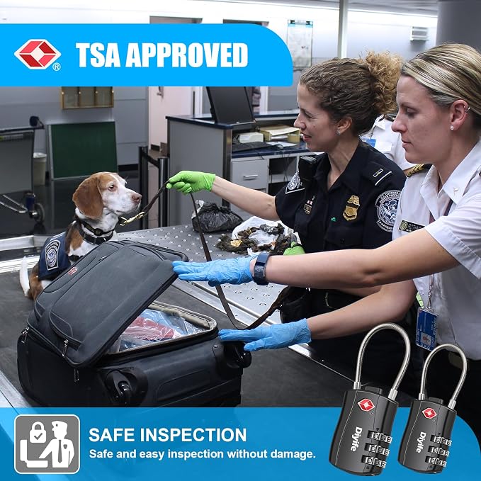 Diyife TSA Approved Luggage Locks, [2 Pack] 3-Digit Combination Security Flexible Cable Travel Lock, Resettable Code Lock with Zinc Alloy Body for Suitcases Travel Backpack Bag Case (Black)