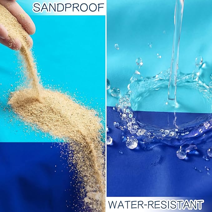 Aroveea Beach Blanket Waterproof Sandproof 1-7 Adult Oversized 78''X81''/10'X9' Lightweight Durable Compact Sand Free Beach Mat for Travel Camping Hiking Picnic Blanket