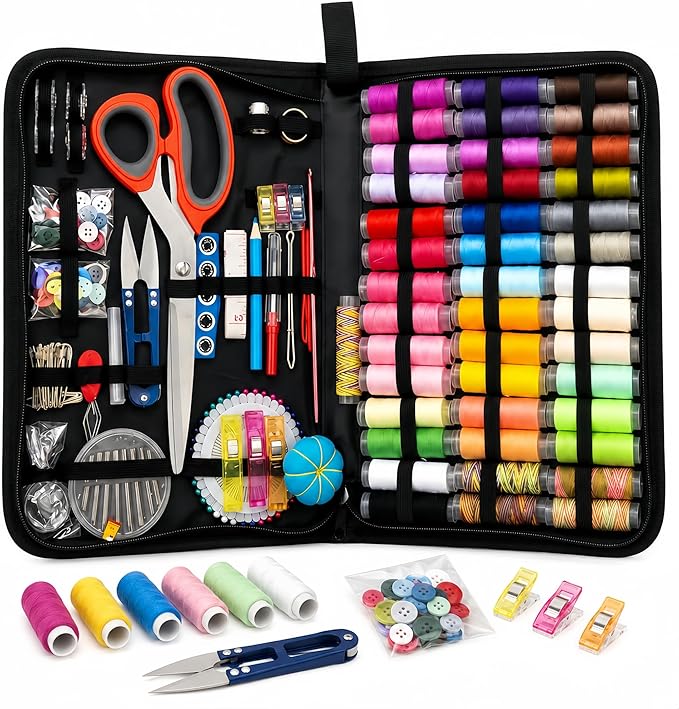 Forypretty Sewing Kit for Adults, 228 PCS Needle and Thread Kit with Tailor Scissors and Accessories, 43 XL Thread Spools, Travel Sewing Kit for Beginners, Oxford Cloth, Gift for Mom Grandma