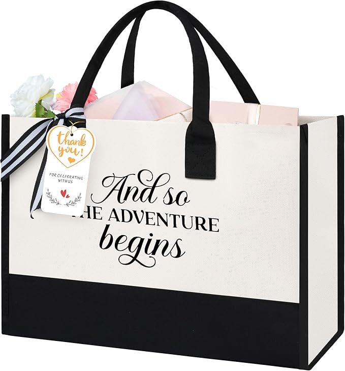 BAGAIL Initial Tote Bag, Personalized Birthday Gifts for Women, Teacher, Friends, Mom, Wedding, Monogrammed Beach Bag