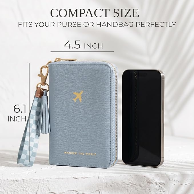Beautiful Passport Holder for Travel with Wristlet Strap - All-in-One Wallet for Women with Card Slots and Tassel Keychain - Perfect RFID Blocking Case to Keep Your Travel Documents Organized & Safe