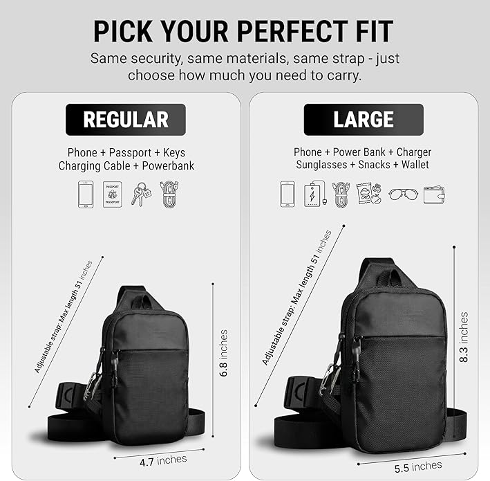 Travel Sling Bag for Men & Women - Small Water Resistant Crossbody Multipocket Chest Bag with Anti-Theft, RFID Blocking & Adjustable Strap for Casual, Outdoor, Work, Gym or Gift Ideas