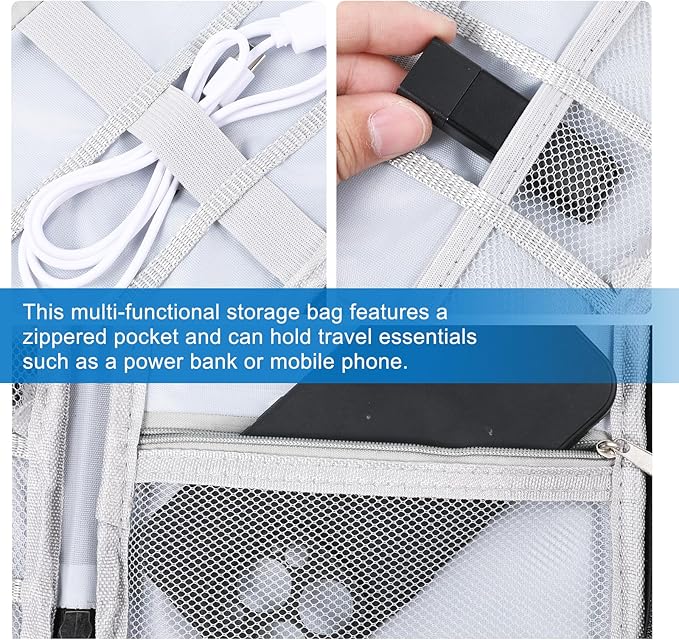 Charger Organizers Travel Case Cord Travel Harger Case Cable Organizer Bag Electronics Organizers Tech Pouch Portable Waterproof for Cords, Chargers, Earphones, Phone, SD Cards, USBs, Black