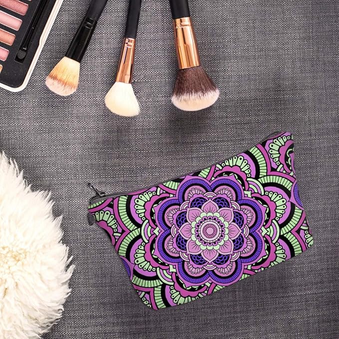 Deanfun Cosmetic Bag for Women, Mandala Flowers Waterproof Makeup Bags Roomy Toiletry Pouch Travel Accessories Gifts (51466)