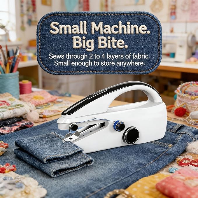 Handheld Sewing Machine, Two-Speed Portable Mini Sewing Machine for Beginners, Electric Handheld Sewing Machine with Red Case & Accessories. DIY Home & Travel Sewing kit for adults.Black