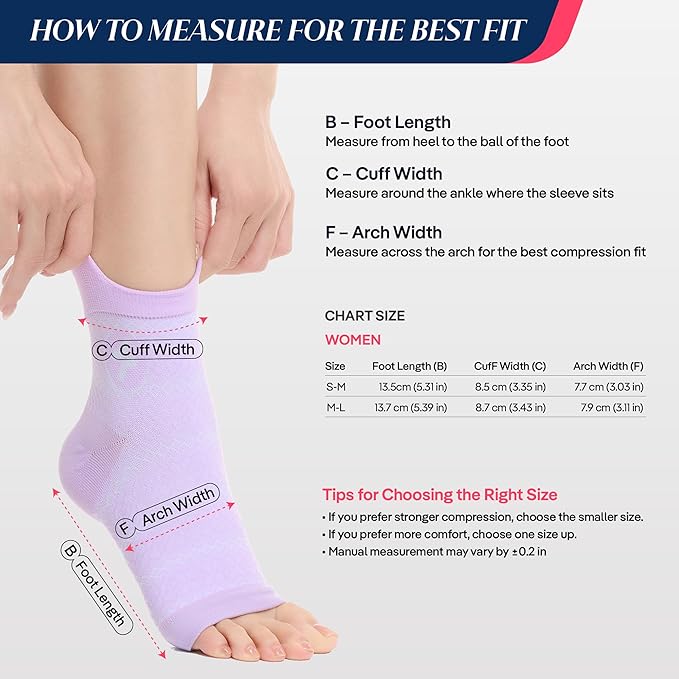 COOLMATE Ankle Support Light Compression Socks for Women and Men, Toeless Arch Support Sleeve for Running, Walking, Workout