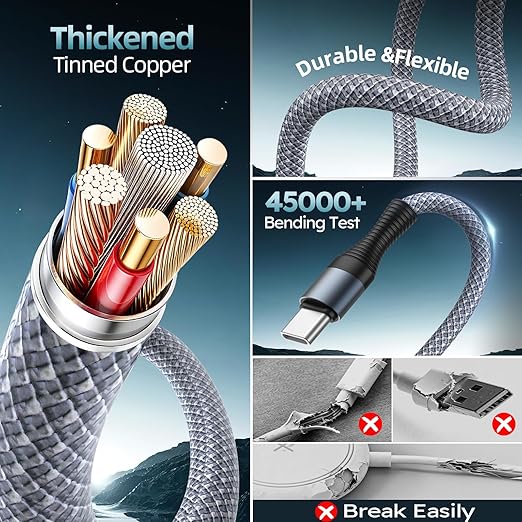 Cruise Essentials 2026, 3 in 2 Multi Charging Cable for iPhone Watch Charger/iPhone 17/IP, iWatch Charger, Travel Camping Essentials Compatible with iWatch 11-2/Ultra/iPhone 17-8,Car (2Pack,4FT)White