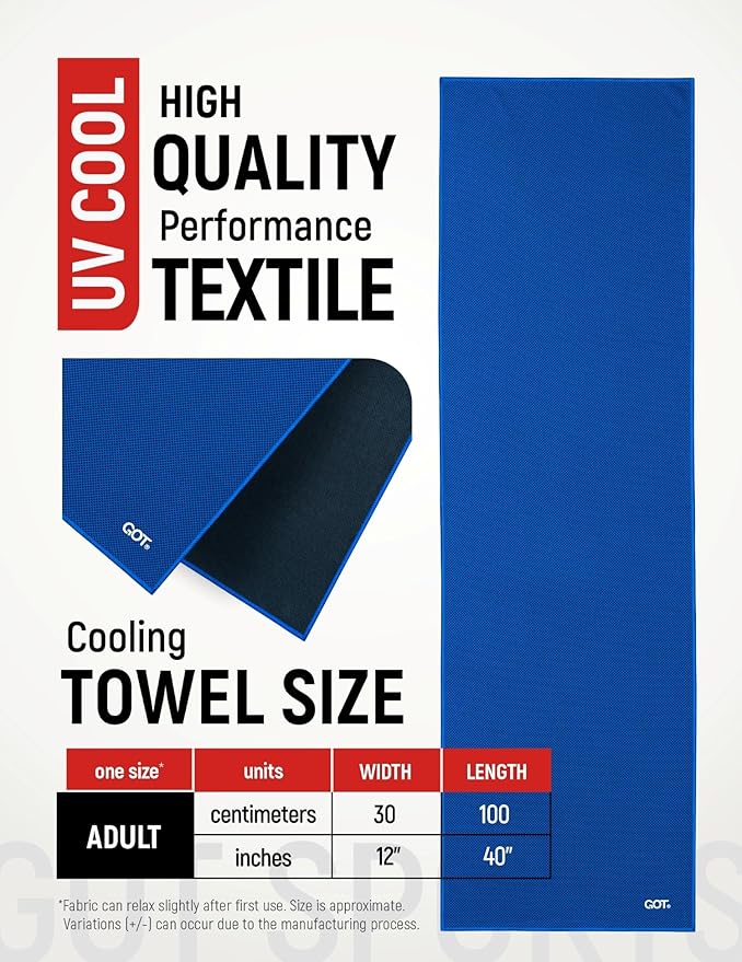 GOT Sports Cooling Towel (40" x 12") – Instant Cooling Neck & Face Wrap, Sweat Towel for Gym, Workout, Running & Extreme Heat