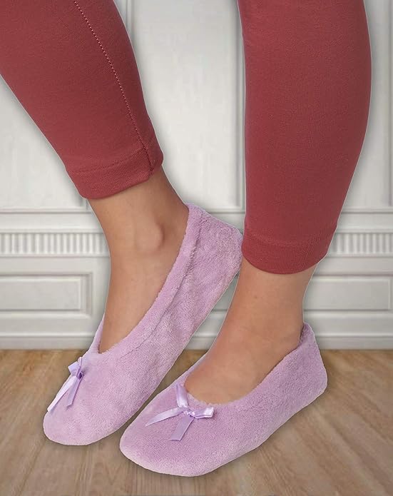Women's Terry Classic Cotton & Velour Ballerina Slippers (Pack of 2)