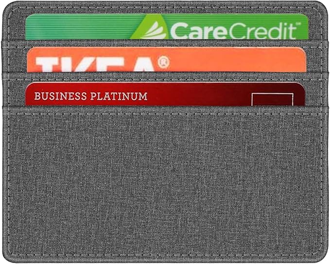FINTIE Slim Minimalist Front Pocket Wallet, RFID Blocking Credit Card Holder Card Cases with ID Window for Men Women, Denim Gray