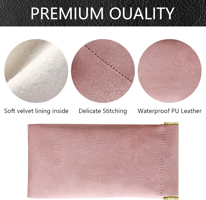 Sunglass Case 3 Pack Portable Antiscratch Leather Waterproof Squeeze Top Soft Eyeglass Cases Pouch
