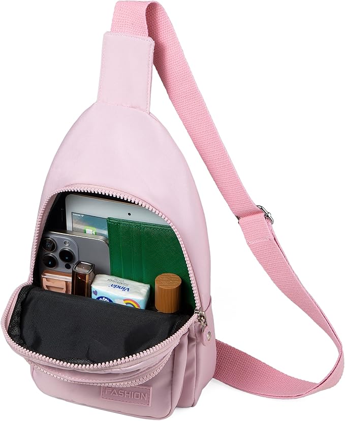Banelu Small Sling Backpack Crossbody Bags for Women, Small Sling Bag Cross Body Bag Fanny Packs Crossbody Purses - Pink