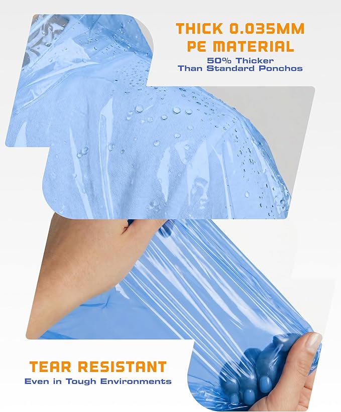 Hagon PRO Disposable Rain Ponchos for Adults (5 Pack)