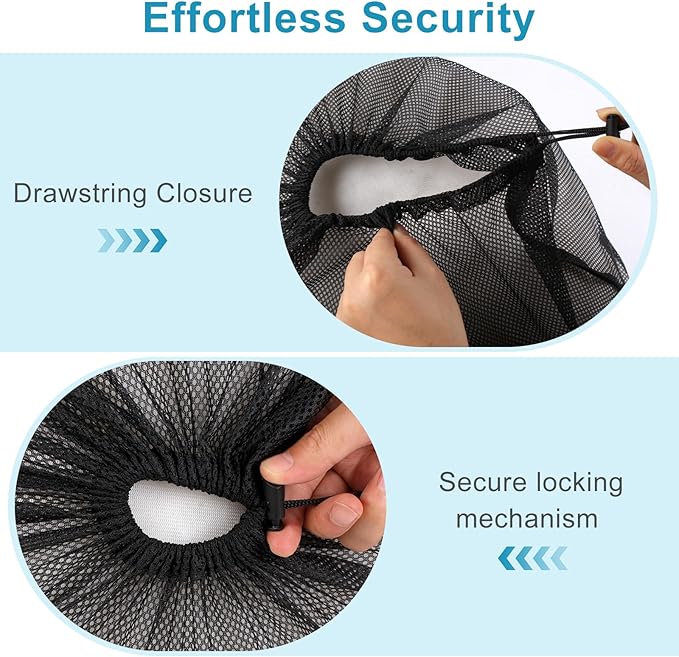 3 Pack Mesh Laundry Bags, 2 Large & 1 Small Breathable Fabric Mesh Laundry Bag, Thick Drawstring & Tear Resistant Black Wash Bags for Home, Dorm, Travel & Camping