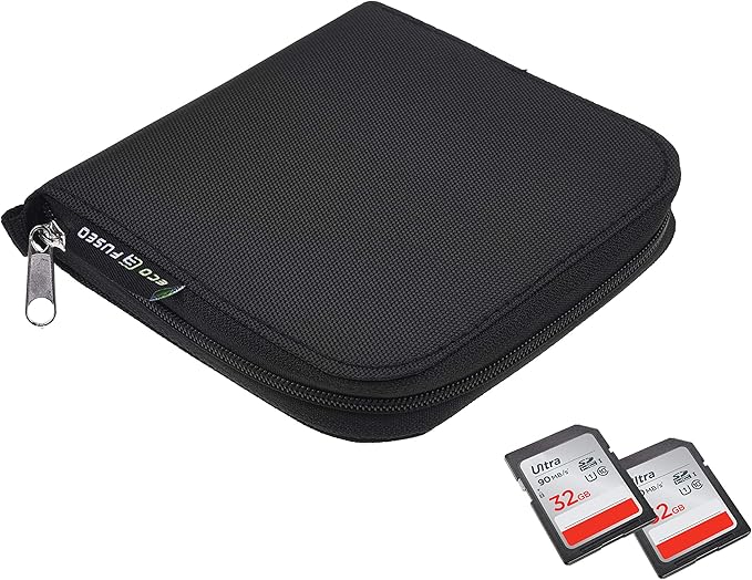Eco-Fused Memory Card Case - Fits up to 44x SD, SDHC, Micro SD, Mini SD and 4X CF - Holder with 44 Slots