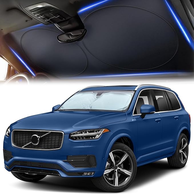 Autovir Windshield Sun Shade - 280T Thickened Sunshade, SUV Accessories, Blocks 99% UV Sun Visor Protection, Keeps Car Interior Cool, Foldable with Storage Bag, Compatible with Cars and SUVs