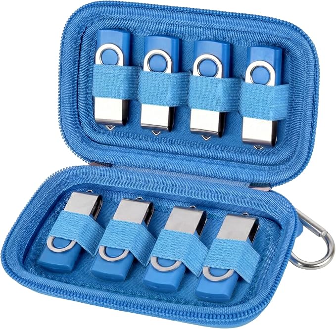 USB Flash Drive Case, SD Card Holder Compatible with Thumb Drive, Memory Cards, SDXC SDHC Storage Bag, Electronic Accessories Organizer for SanDisk for Samsung for Inland (Sky Blue)