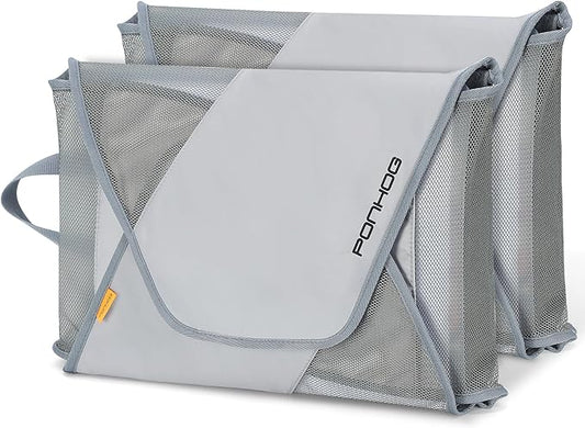 Ponhog Garment Folder 2 PCS - Original Garment Packing Folder Premium Travel Garment Bag Foldable Clothes Shirt Bags Luggage Accessory with Wrinkle-Free Folding Board and Compression Wings Grey