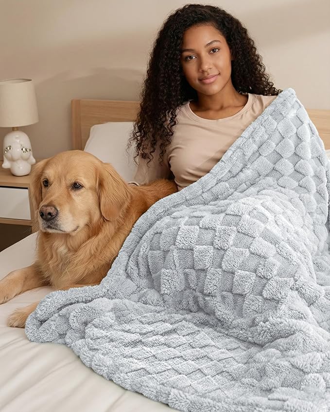Utopia Bedding Cool Grey Checkered Fleece Throw Blanket for Couch, Sofa, Soft Plush Cozy Blanket for Women and Men Home Decor, Ultra Comfy Travel-Friendly Throws for Relaxation, 50x60 Inches