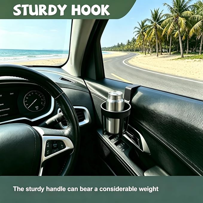 2-Pack Car Cup Holder, Waterproof and Durable, Portable Multifunction Automotive Cup Storage Accessories for Most Cars, Shockproof Scratchproof Side Window Seat Armrest Cup Holder (Black-Style 2)
