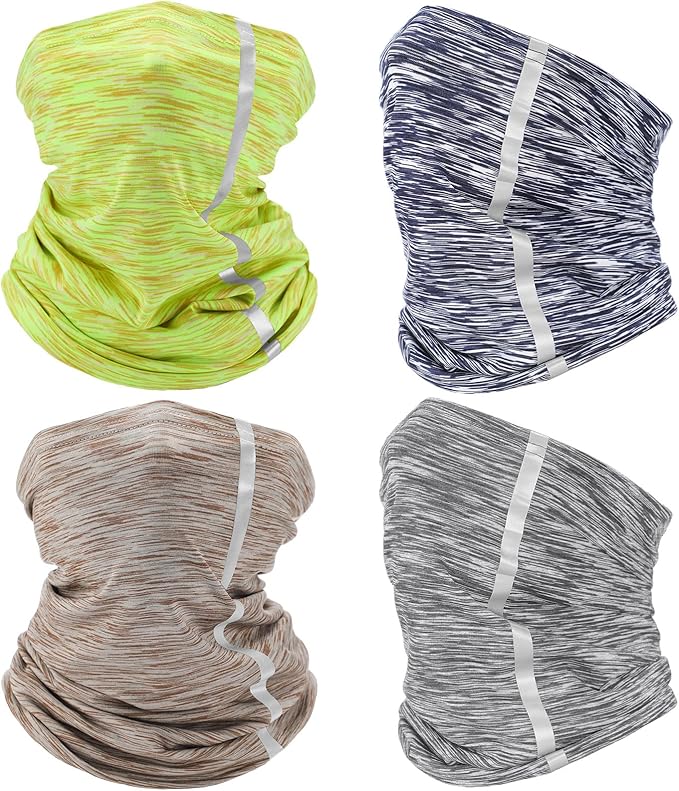 SATINIOR 4 Pcs Neck Gaiter Face Mask for Men Reflective Face Cover Scarf Summer UV Sun Protection Balaclava Bandana for Work
