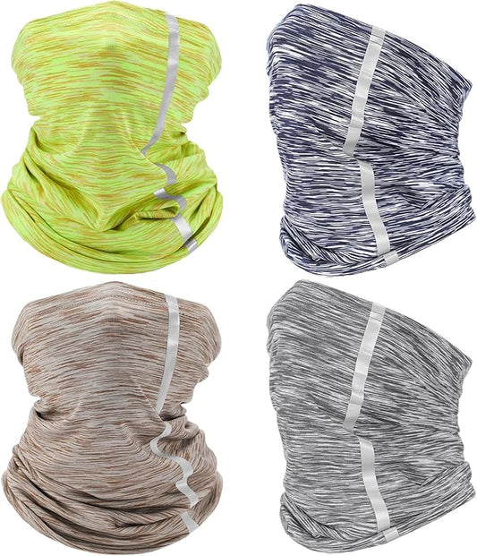 SATINIOR 4 Pcs Neck Gaiter Face Mask for Men Reflective Face Cover Scarf Summer UV Sun Protection Balaclava Bandana for Work