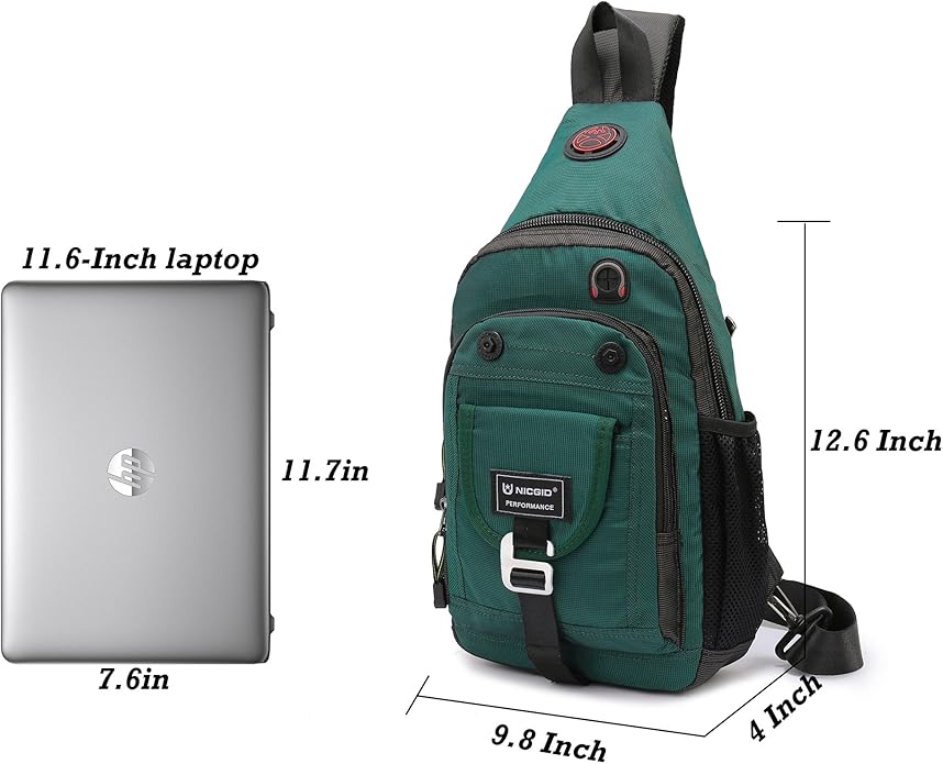 NICGID Sling Bag Chest Shoulder Backpack Crossbody Bags for Tablet Laptop Outdoor Hiking Men Women