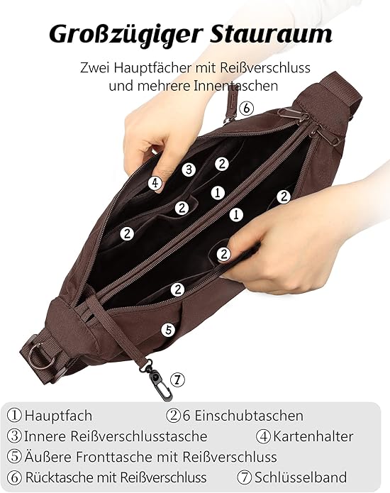 Crossbody Bag Lightweight Water Resistant Shoulder Bag Anti-Theft Handbag for Travel Daily Work Shopping
