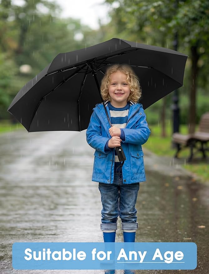 Yoobure Compact Travel Umbrella - Windproof Umbrellas for Rain, Small Portable UV Umbrella for Sun Protection, Folding Automatic Umbrellas in Lightweight for Car, Backpack, Walking, Kids, Women