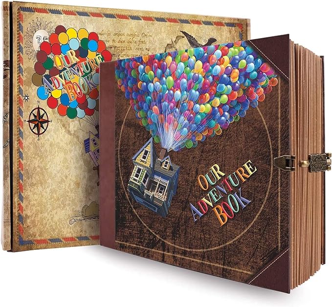 Adventure Book Travel Diary Photo Book,Scrapbook, Photo Album,Retro Style Travel Souvenir, Photobook,Guestbook DIY Anniversary Wedding Travel Writing Baby Friend Gift, Vintage Brown (Multicolored)