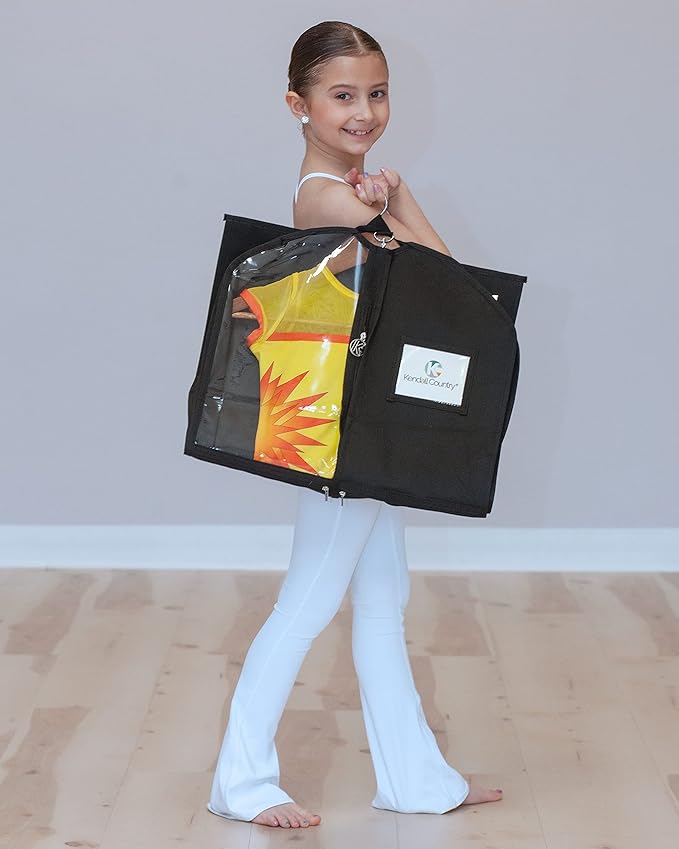 Waterproof Hanging Garment Bag 35 inch Clothes Bag with Gusset, 5 Pockets & Side Zip for Dance Costumes, Theatre, Beauty Pageants & More. Best for younger performers with small costume pieces.