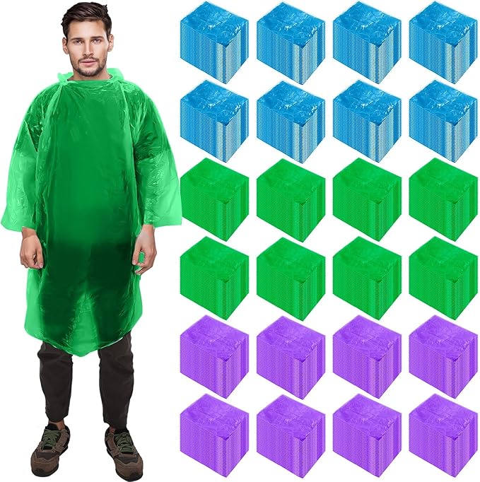 Pasimy 150 Pcs Disposable Rain Ponchos Bulk for Adults Emergency Ponchos with Hood for Man Women Travelling Camping Hiking