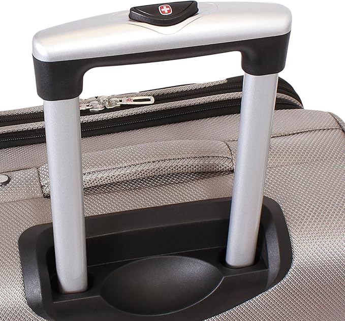 SWISSGEAR Sion Softside Expandable Spinner Luggage Durable Lightweight Travel Suitcase, Pewter, Checked-Large