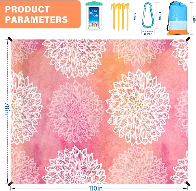 Famstar Beach Blanket Oversized Extra Large 78"X81"/10'X9',Waterproof Sandproof Beach Blanket 2-8 Adults Lightweight Durable for Travel Camping Hiking Picnic